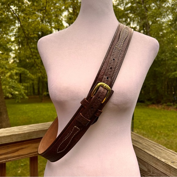 Cabela's Other - Cabela’s Brown Western Leather Belt with Gold Buckle Size 42, great condition